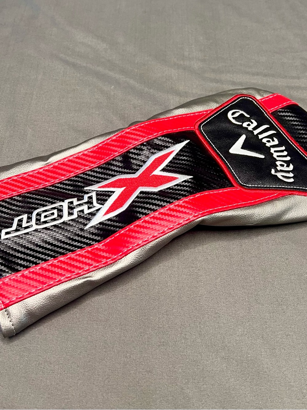 Callaway X Hot Driver Golf Club Head Cover Silver Black Red White Excellent